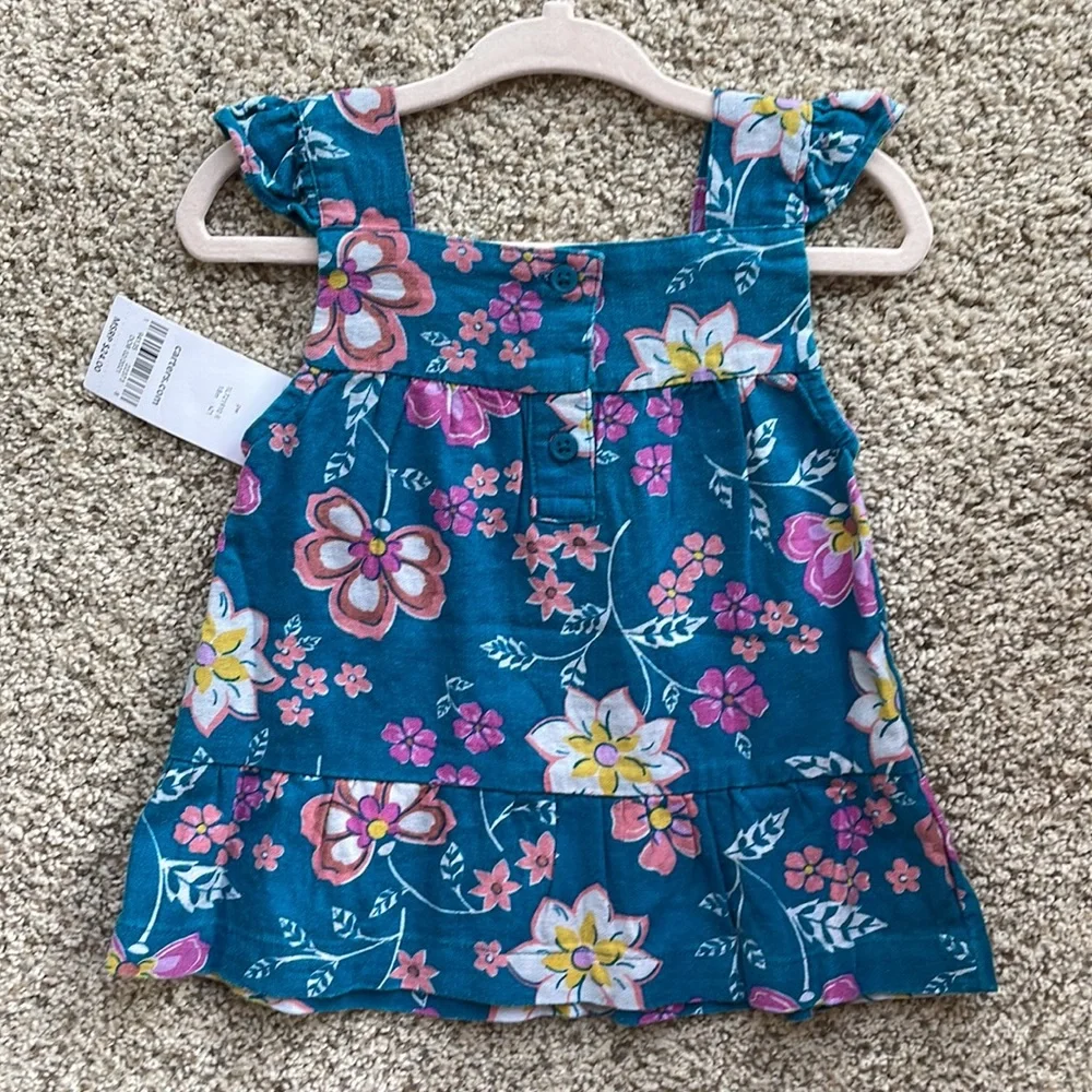 NWT Carters sleeveless teal and flower top